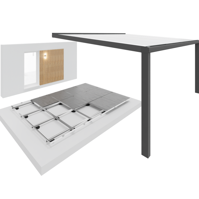 LOTTERS-Bodensystems Stein Modulares Möbelkonzept mit Rahmen und abnehmbaren Platten, Interieuransicht.